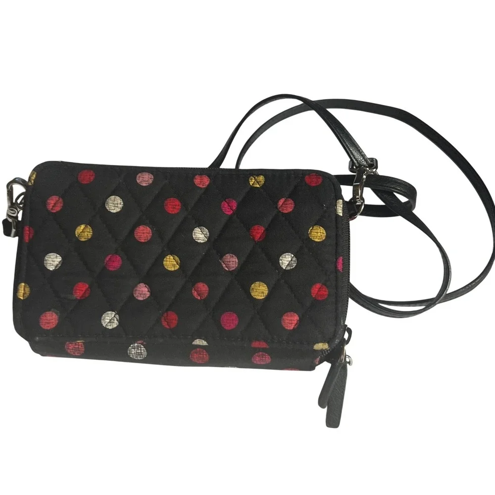 Vera Bradley Havana‎ Dots Quilted All In One Crossbody Wallet Organzier Bag